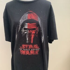 Star Wars Kylo Ren The Force Awakens Black T Shirt Red & White Accents Sz XL